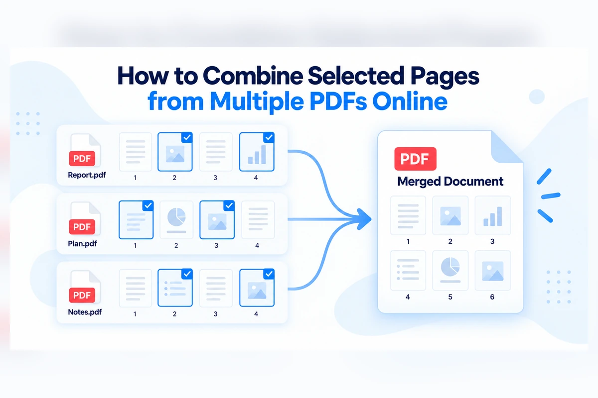 How to combine selected pages from multiple PDFs online using PDF Hub