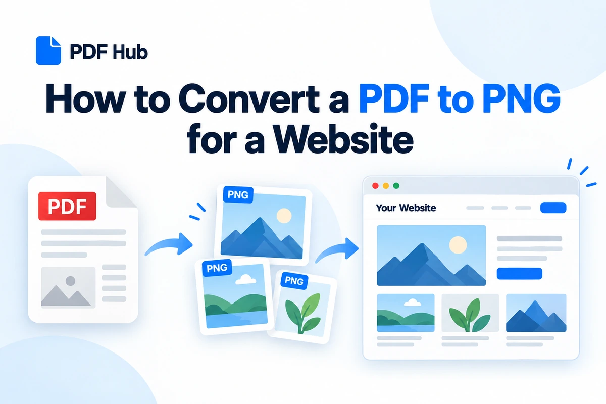 How to convert a PDF to PNG for a website using PDF Hub