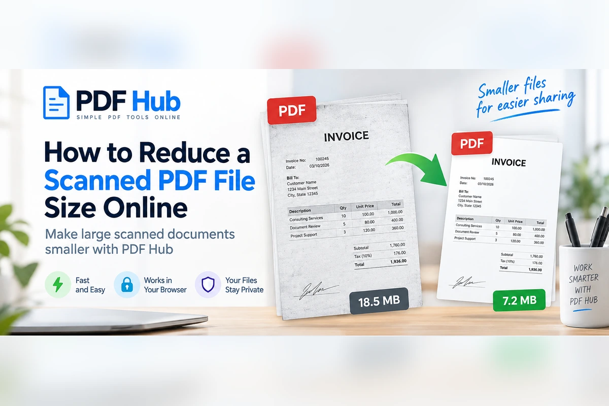 How to reduce a scanned PDF file size online using PDF Hub
